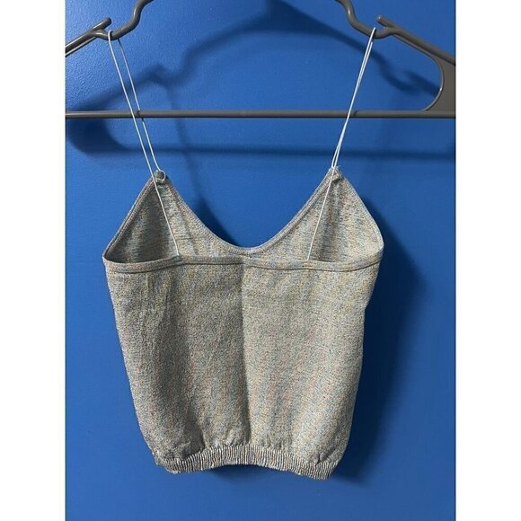 Free People Intimately Metallic Knit Cropped Tank Top, Spaghetti Straps, GLAM, - Picture 7 of 8